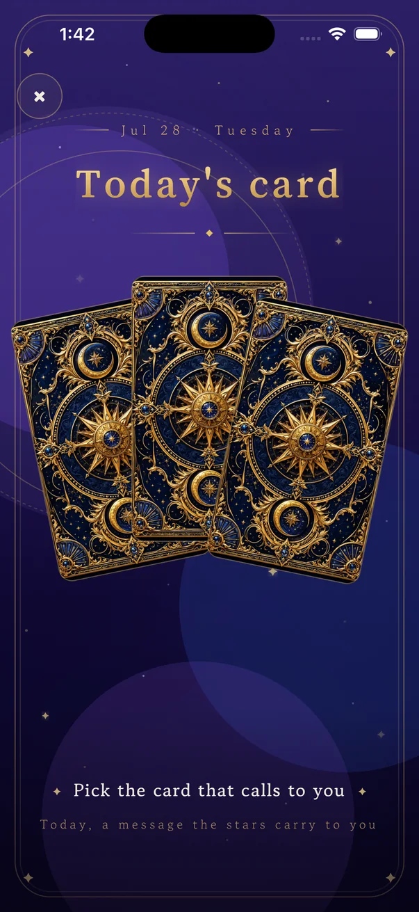 Choosing Today’s card from three face-down cards